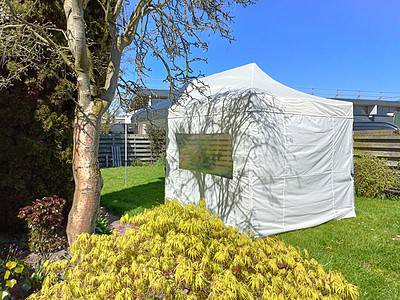 Partytent 6x3 meter wit huren voor bruiloft of nette tuinopstelling
